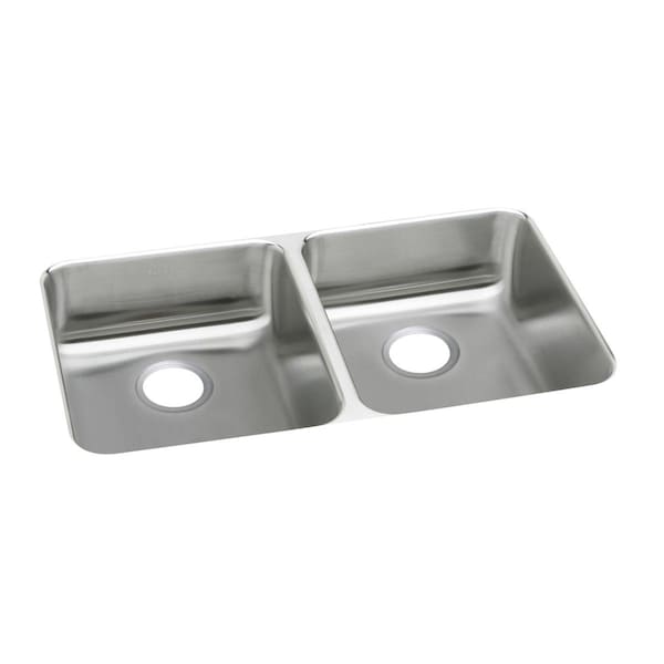 Elkay Lustertone Stainless Steel 35-3/4 X 18-1/2 X 4-3/8 Equal Double Bowl Undermount Ada Sink ELUHAD361845 - main